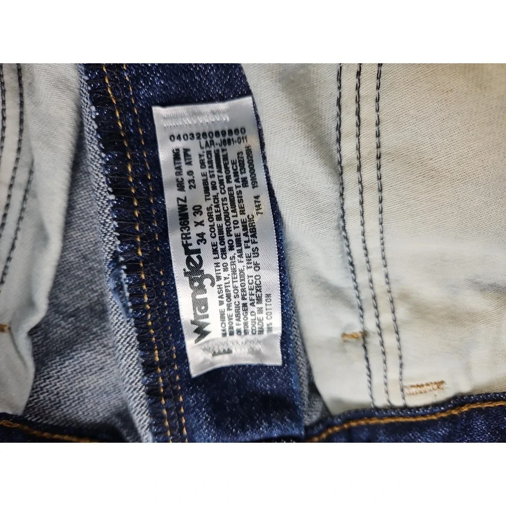 Wrangler FR Flame Resistant Slim Fit Jeans Mens 34x30 Workwear Blue Denim 1645